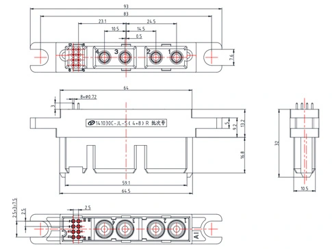 Die Details des rechteckigen Steck verbinders 141030C