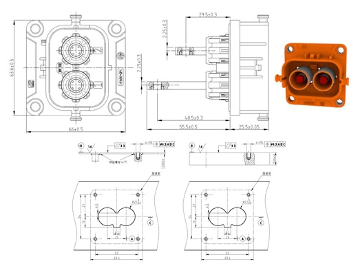 Die Details der elektrischen Steck verbinder der Serie YG1079-2/3pin