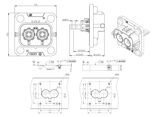 Die Details der elektrischen Steck verbinder der Serie YG1079-2/3pin