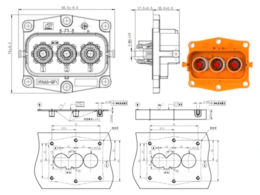 Die Details der elektrischen Steck verbinder der Serie YG1079-2/3pin